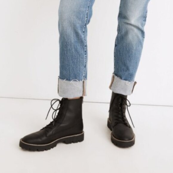 Madewell Shoes - Madewell Citywalk Lugsole Black Leather Combat Boots | Size 7